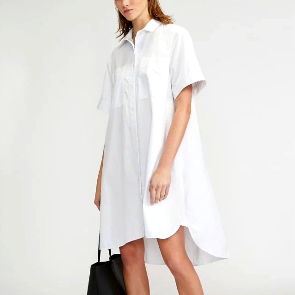 Everlane White Shirt Dress Mini Dress Cotton Button Down Short Sleeve Daytripper